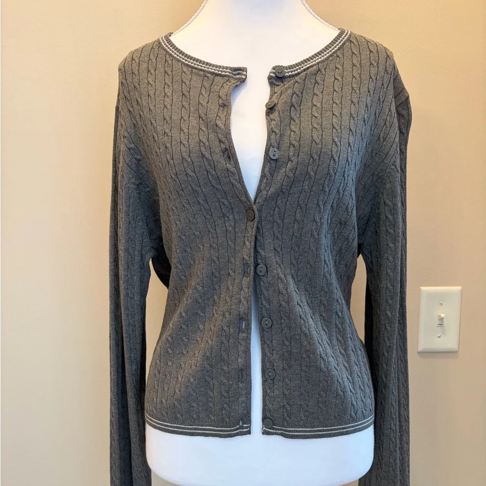 #347 H&M Dark Gray Cable Knit Cardigan. Excellent Condition. Size M - Picture 1 of 10